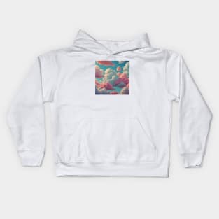 White and pink clouds Kids Hoodie